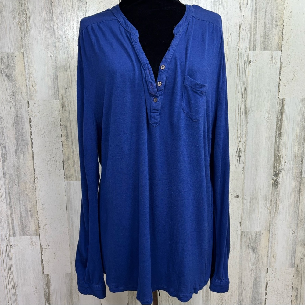 Bit & Bridle Royal Blue Long Sleeve Henley Top